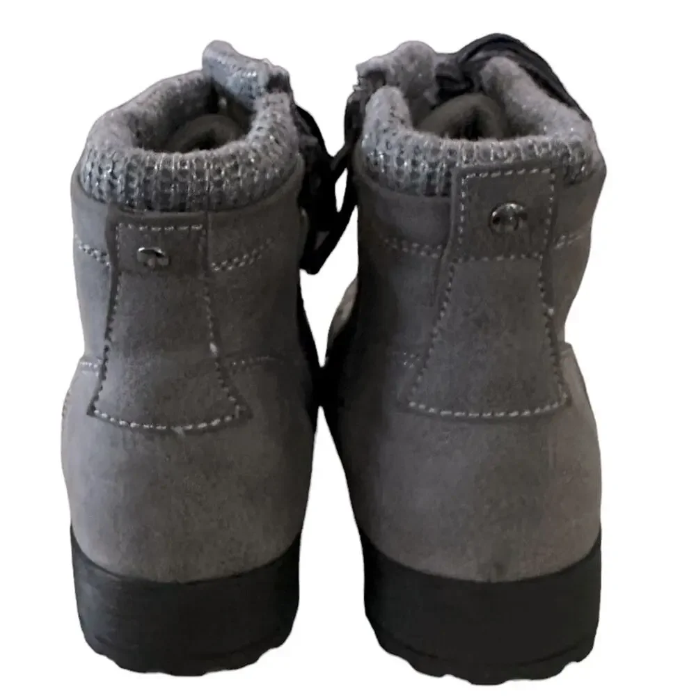 Sporto kids ankle boots, medium gray size 3‎ lace up. Side zipper